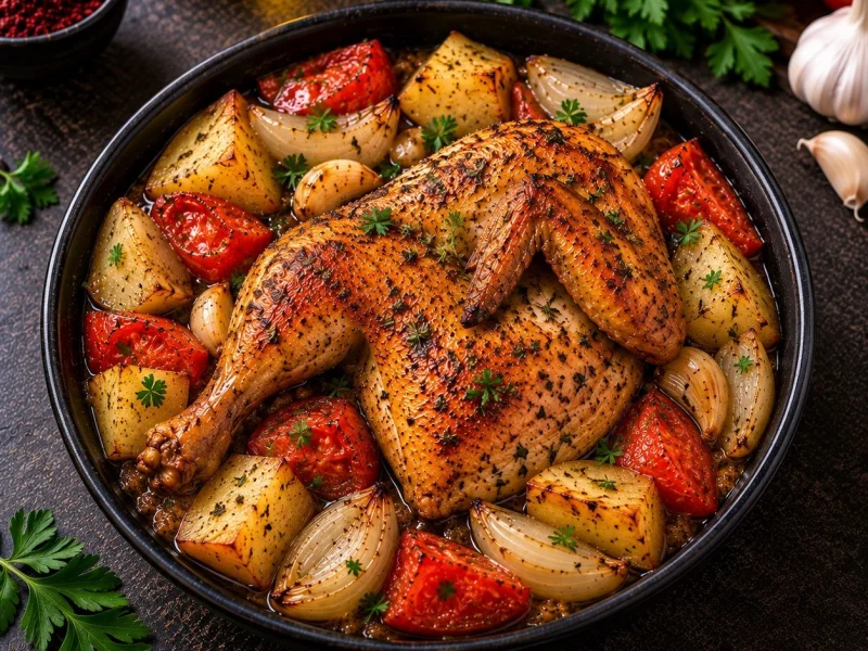 دجاج بالخضار نص دجاجة